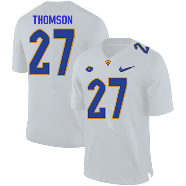 Men #27 Gavin Thomson Pitt Panthers College Football Jerseys Sale-White